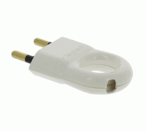 Вилка 2К - серия Элиум - 6 А - с кольцом - пластик - белый  050162  Legrand