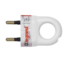 Вилка 2К - серия Элиум - 6 А - с кольцом - пластик - белый  050162  Legrand