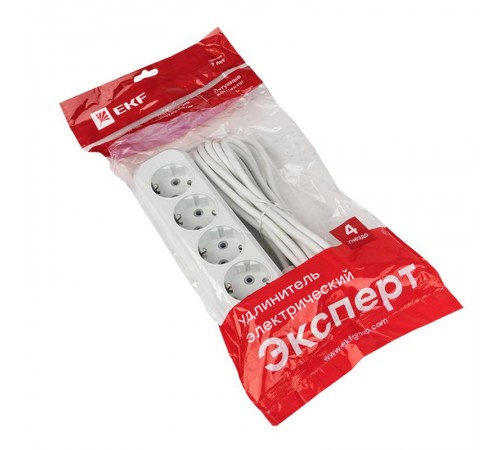 Удлинитель "Эксперт"  4 гнезда 5 метра 16А/3,5кВт с заземлением ПВС 3х1 EKF PROxima  UBA16-310-4-05  EKF