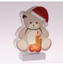 Новогодний декоративный светильник Мишка  EGNDS-07   холодный белый диодов , h 24 см, 3*АА, IP20  Б0051931  ЭРА