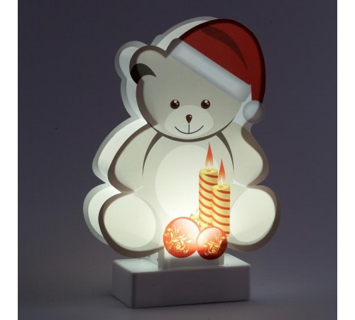 Новогодний декоративный светильник Мишка  EGNDS-07   холодный белый диодов , h 24 см, 3*АА, IP20  Б0051931  ЭРА