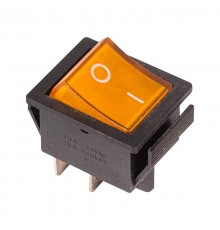 Выключатель клавишный 250V 16А (4с) ON-OFF желтый с подсветкой  36-2333  REXANT