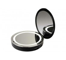 Зеркало с подсветкой складное косметическое ML-D9PB-bk, пауэрбэнк, черн.  .5038189  Jazzway