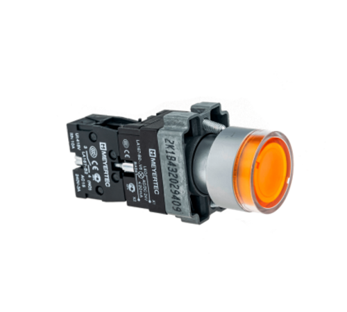 Кнопка с LED подсветкой, желтая, 220V AC/DC, 1NO, мет. MTB2-BW3563  58207  ОВЕН