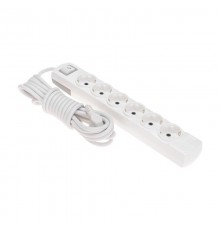 Удлинитель PREMIUM 6 гнезд, 5м, 3х1,5мм, с/з, с выключателем, белый  13-4117  REXANT