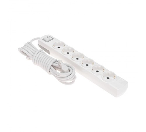 Удлинитель PREMIUM 6 гнезд, 5м, 3х1,5мм, с/з, с выключателем, белый  13-4117  REXANT