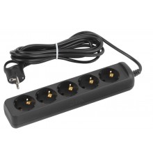 Удлинитель электрический UX-5e-5m-B с заземлением 5 розеток 5 м ПВС 3х0,75мм2 10А черный  Б0057726  ЭРА