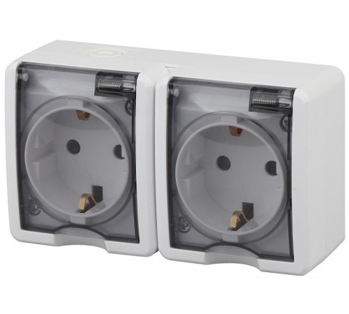 Розетка 11-2403-01  2-ая с заземлением IP54, 16АХ-250В, ОУ, Эксперт, Белый Б0020716  ЭРА