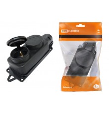 Розетка двухместная с заглушками каучук 2Р+РЕ 16А 250В IP44  SQ0612-0010  TDM