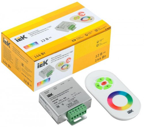 Контроллер с ПДУ радио RGB 3 канала 12В 4А 144Вт белый  LSC1-RGB-144-RF-20-12-W  IEK