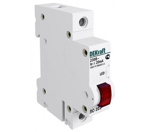 Лампа сигнальная на DIN-рейку 1P цвет красный LE  18002DEK  DEKraft