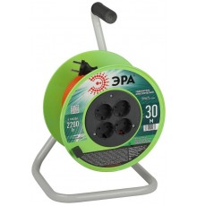 Удлинитель силовой  RP-4-2x1.0-30m на пластиковой катушке без заземления 4 розетки 30м ПВС 2х1мм2   Б0059782  ЭРА