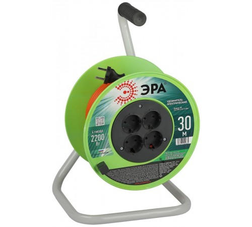 Удлинитель силовой  RP-4-2x1.0-30m на пластиковой катушке без заземления 4 розетки 30м ПВС 2х1мм2   Б0059782  ЭРА