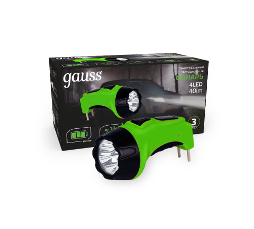 Фонарь ручной GFL104 4LED 40lm lead acid 350mAh LED 1/12/72  GF104  Gauss