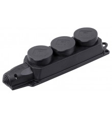 Колодка каучуковая с/з 3 гн с защитными крышками ОМЕГА IP44 РБ33-1-0м  PKR61-016-2-K02  IEK