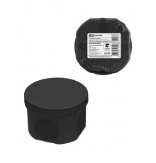 Коробка распаячная, двухкомпонентная, ОП D70х50 мм, IP66, 4 вх., черная, инд. штрихкод  SQ1401-2902  TDM