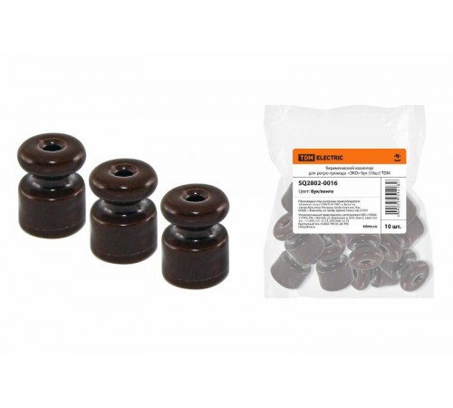 Керамический изолятор для ретро провода "ЭКО" бук (10шт)  SQ2802-0016  TDM