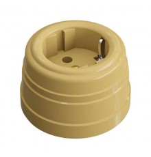 Розетка пластиковая, двухполюсная, с заземляющим контактом, IP 20, цвет - песочное золото, серия УСАДЬБА, ТМ МЕЗОНИНЪ