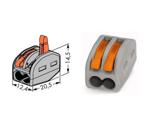 Клемма универсальная 2-проводная 0.08 - 2.5 (4)мм.кв.  222-412  WAGO