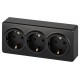 Розетка ЭРА Эксперт 11-2208-05 тройная с заземлением 3х2P+E Schuko, IP20, 16A-250В, ОУ, Антрацит  Б0063007  ЭРА