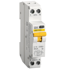 Выключатель автоматический дифференциального тока АВДТ32М 1п+N 10А C 30мА тип AC (1 мод)  MAD32-5-010-C-30  IEK