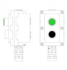 Взрывонепроницаемый пост управления из алюминия LCSD-02-B-MC-L1G(220)x1-P1B(11)x1-PCMB-KA3MHK  LCSD21000062  DKC