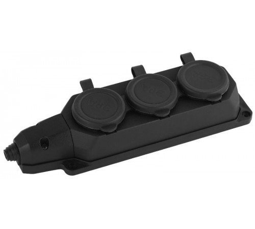Колодка каучуковая с/з 3гн 16A IP44 черная K-3e-B-IP44 Б0044545  ЭРА