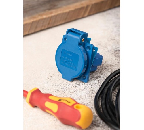 Розетка 112 панельная скрытая с крышкой 2Р+PЕ 16А 220В IP44 EKF  ps-112-16-220  EKF