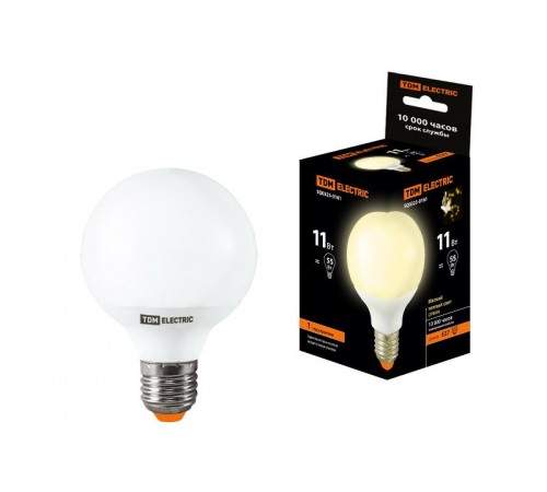 Лампа энергосберегающая КЛЛ  11Вт Е27 827 шарообразная G55  SQ0323-0161  TDM