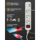Удлинитель электрический  U-3es-1,5m-USB c заземлением с выключателем 3 розетки + 3xUSBA 1,5м 10А   Б0052900  ЭРА
