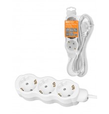 Удлинитель бытовой "Люкс" 3 гнезда, 2 м, с/з, с з/ш, ПВС 3х0,75 мм2, 10 А, 250 В, 2400 Вт  SQ1303-4016  TDM