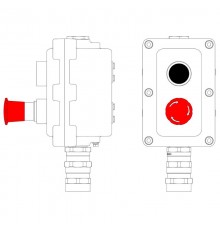 Взрывонепроницаемый пост управления из алюминия LCSD-02-B-MB-P1B(11)x1-P6E(11)x1-PBMB-KA2MHK  LCSD21000059  DKC