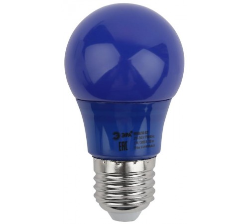 Лампы cветодиодные ERABL50-E27 LED A50-3W-E27 (диод. груша син., 13SMD, 3W, E27, для белт-лайт) (10/100/3600)  Б0049578  ЭРА