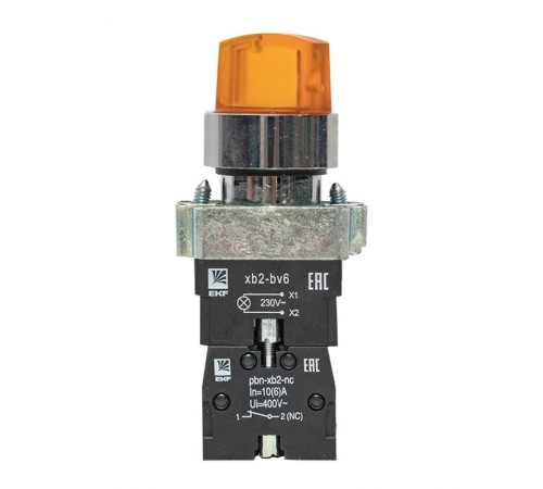 Переключатель BD33 3P c желтой подстветкой 230В NO PROxima  xb2-bk33-y-230  EKF