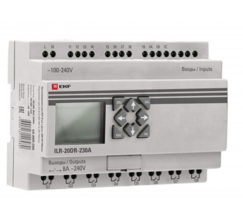 Программируемое реле 20 в/в с диспл. 230В PRO-Relay EKF PROxima  ILR-20DR-230A  EKF