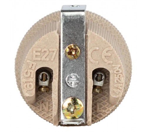 Патрон  Е27 керамический белый с держателем  Б0069217  ЭРА