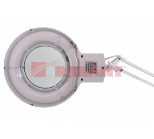 Лупа на струбцине , круглая, 5D, с подсветкой, белая  31-0011  REXANT