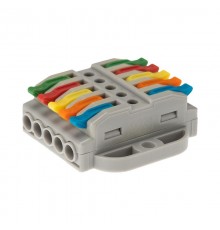 Клемма СМК 222-425P проходная 5 полюсов, с монтажной площадкой (0,08-4 мм), серая (20 шт./уп.)  07-6265  REXANT