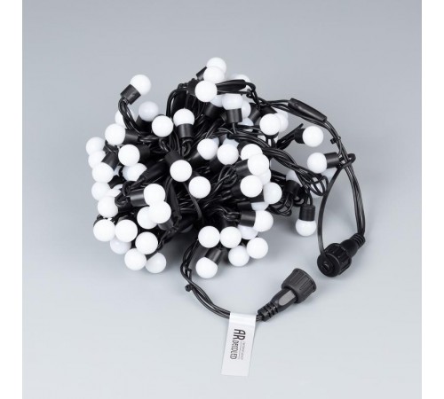 Светодиодная гирлянда ARD-BALL-CLASSIC-D17.5-10000-BLACK-100LED WHITE (230V, 7W)  025583  Arlight