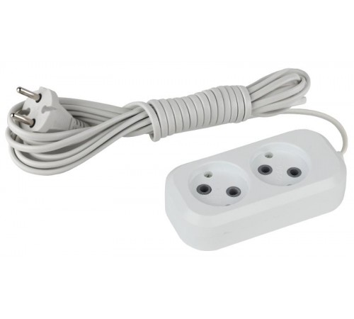 Удлинитель Россия UX-2-3m Удлин-ль без заземл, 2x0.75мм2, ШВВП, 2гн, 3м  Б0038558  ЭРА