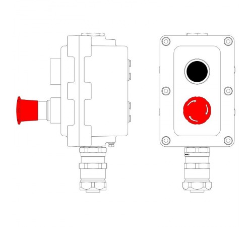 Взрывонепроницаемый пост управления из алюминия LCSD-02-B-MB-P1B(11)x1-P6E(11)x1-PBMB-KAEPM2MHK-20  LCSD21000083  DKC
