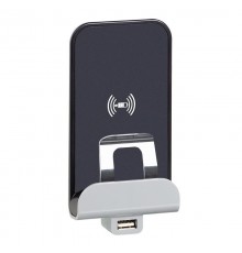 Беспроводное зарядное устройство Qi - Legrand Etika - 1000мА 5Вт с дополнительным разъёмом USB тип A 2400мА 12Вт - белый  672237  Legrand