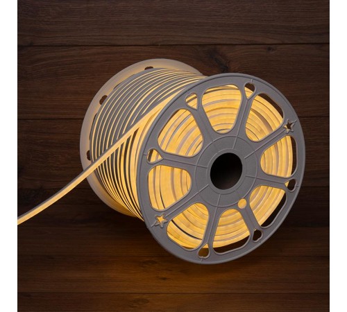 Гибкий неон 8х16мм двухсторонний 120 LED/м ТЕПЛЫЙ БЕЛЫЙ 24В бухта 50м (3 комплекта подключения)  131-116  NEON-NIGHT