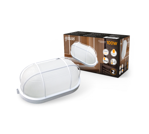 Светильник для ЖКХ НБП IP54 280*160*115 овал с решеткой под лампу Е27 max 100W, 1/8  926602211  Gauss