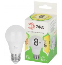 Лампа светодиодная  GREEN LINE LED A60-8W-830-E27 GL E27 8 Вт теплый свет  Б0067105  ЭРА