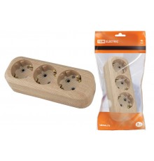 Колодка розеточная 3 гнезда 2П+3 16А 250В "Эко" (сосна)   SQ1806-0048  TDM