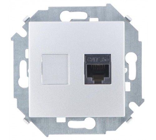 Simon 15 Алюминий Розетка компьютерная  RJ45 кат.5e (AMP)  1591551-033  Simon