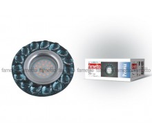 Светильник декор. встраив., серия Peonia DLS-P107 GU5.3 CHROME/SMOKE+CLEAR GU5.3 металл/стекло. хром/дымчато-белый+прозр  10635  Fametto