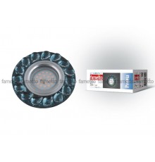 Светильник декор. встраив., серия Peonia DLS-P107 GU5.3 CHROME/SMOKE+CLEAR GU5.3 металл/стекло. хром/дымчато-белый+прозр  10635  Fametto