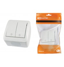 Выключатель на 2 направления 2-кл. открытой установки IP44 10А белый "Селигер"  SQ1818-0012  TDM